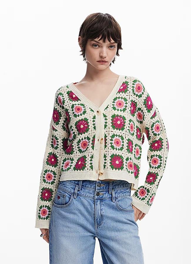 Imagen - Jersey de crochet con estampado de cuadros