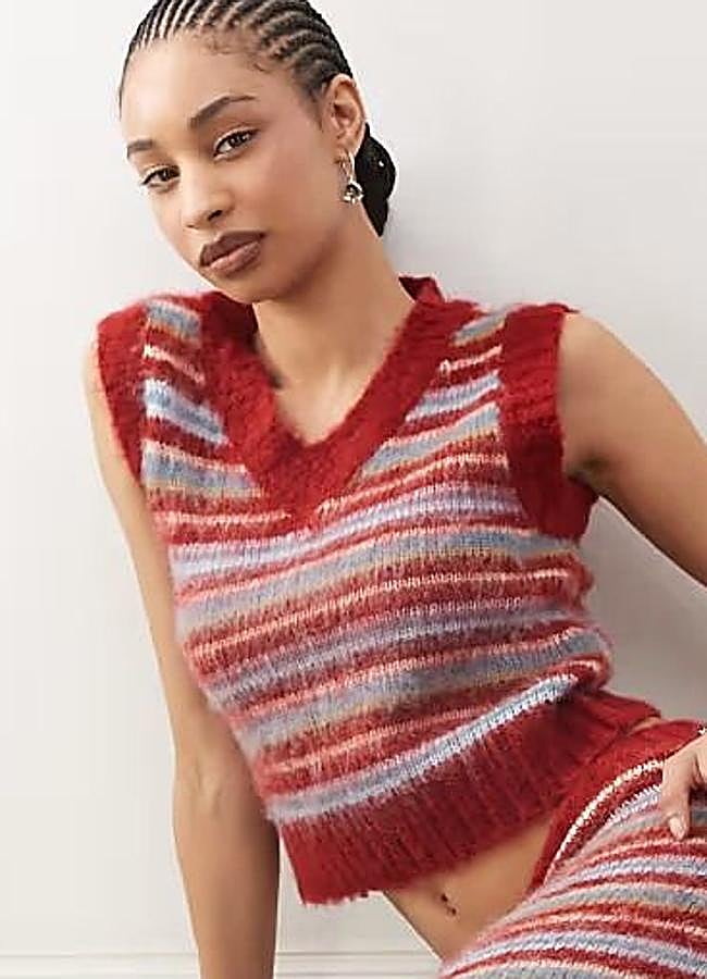 Imagen - Chaleco de punto suave con rayas