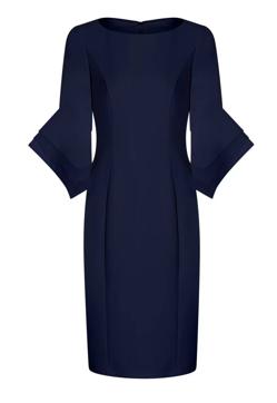 Imagen secundaria 2 - Bolso flor satén de Lola Casademunt (99€ en El Corte Inglés)/ Vestido de punto de crepé con mangas escalonadas de Adrianna Papell (169€)/ Zapatos de salón rojos Risedis de Lodi (129€)