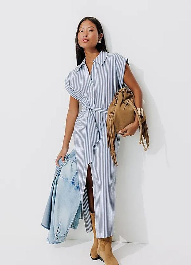 Imagen - Vestido camisero de rayas en algodón