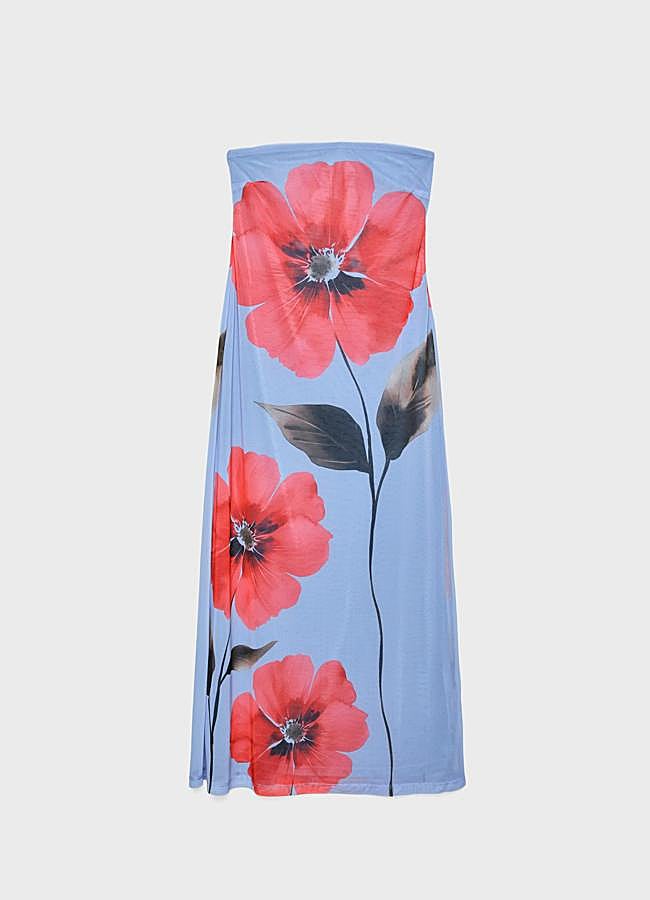 Imagen - Vestido largo bandeau tul estampado (25,99€)