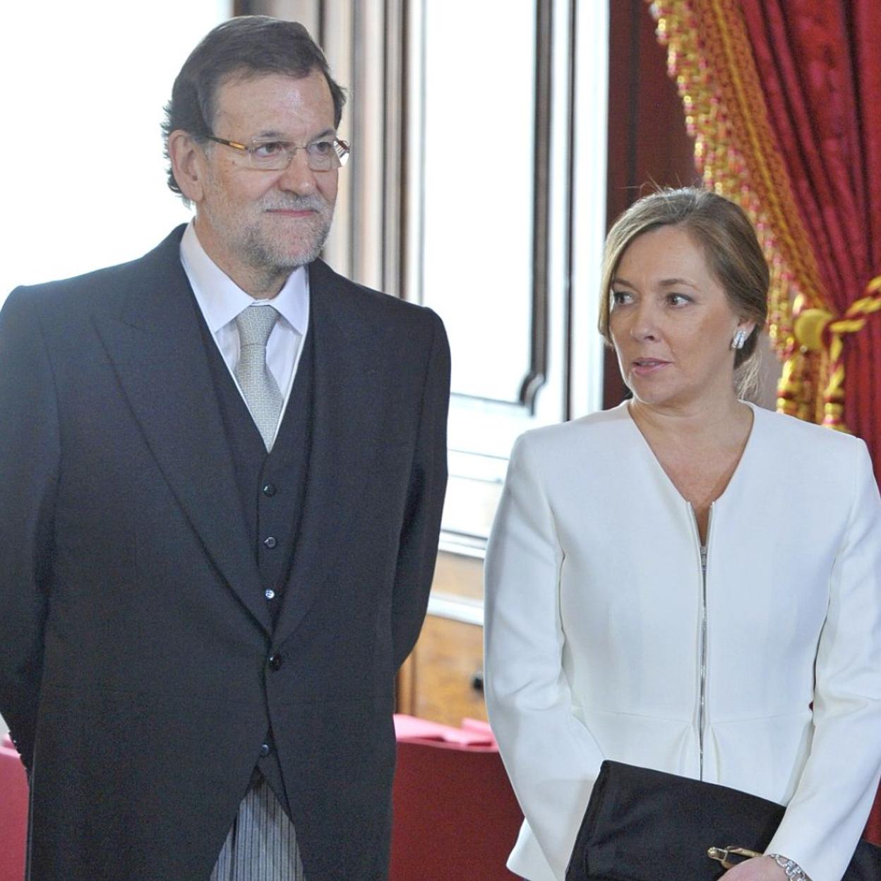 Mariano Rajoy, con su mujer, Elvira Fernández, en una recepción diplomática en el Palacio Real. 