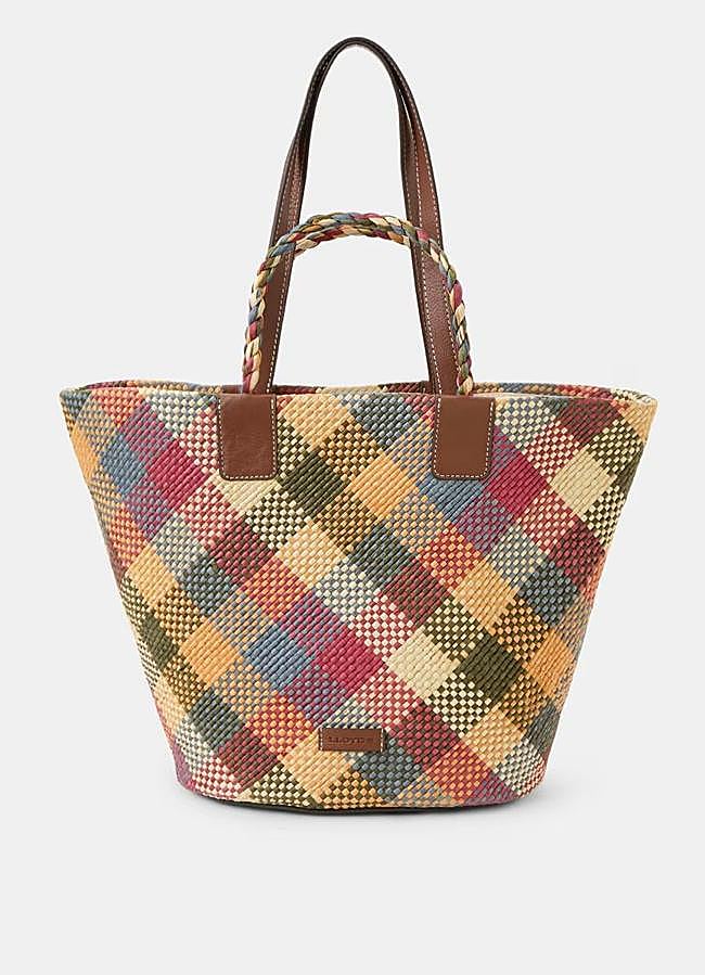 Imagen - Bolso de rafia estampado de cuadros