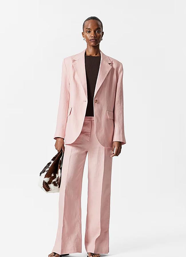 Imagen - Traje de lino rosa pastel
