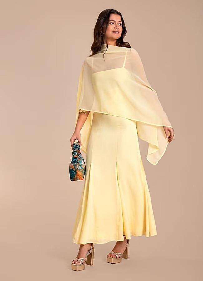 Imagen - Vestido de invitada amarillo mantequilla