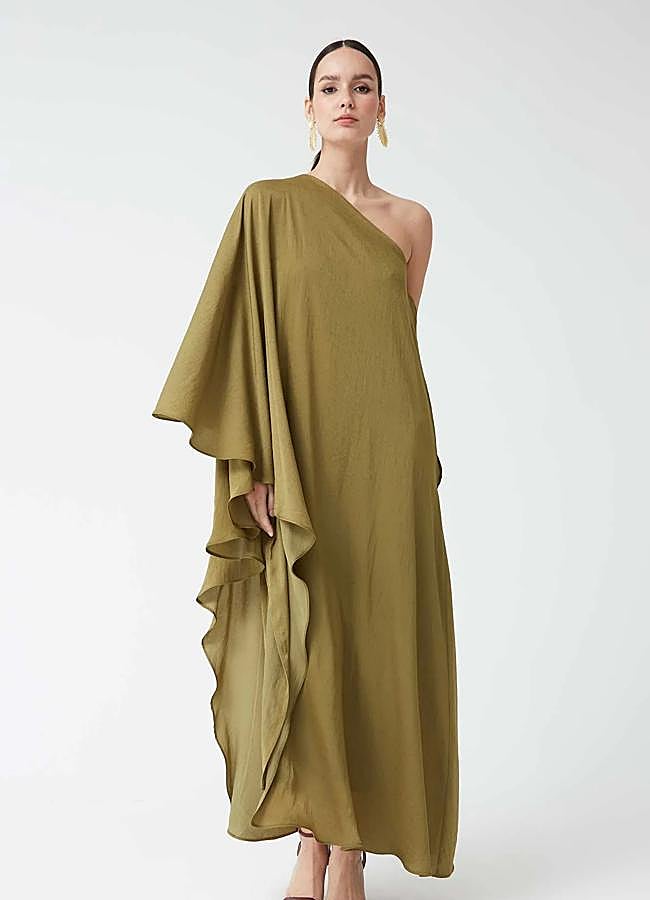 Imagen - Vestido asimétrico en verde oliva de Coosy.