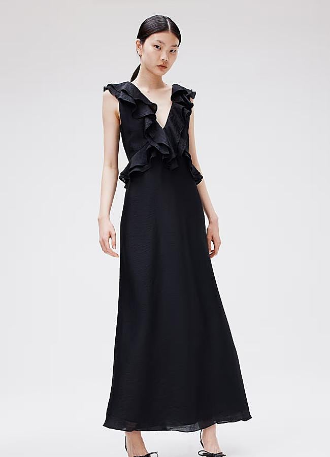 Imagen - Vestido midi de volantes negro