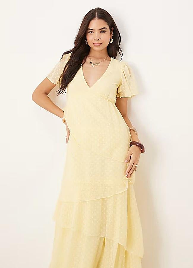 Imagen - Vestido de volantes en plumeti amarillo mantequilla