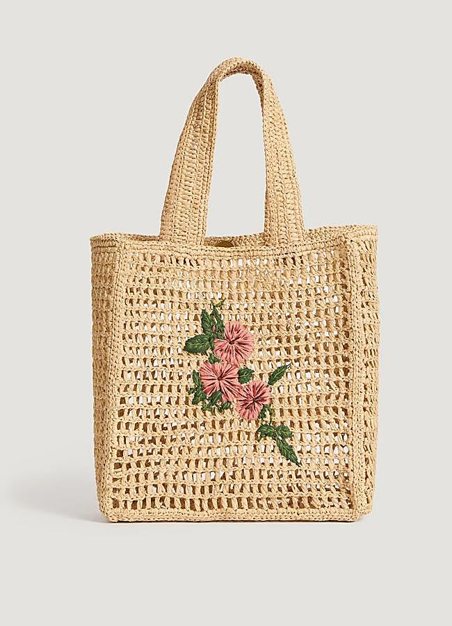 Imagen - Bolso de fibra natural con bordado de flores de Rouje.