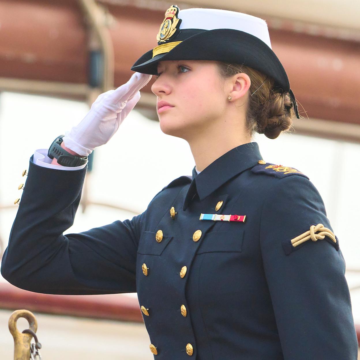 La princesa Leonor a bordo del Juan Sebastián Elcano. 