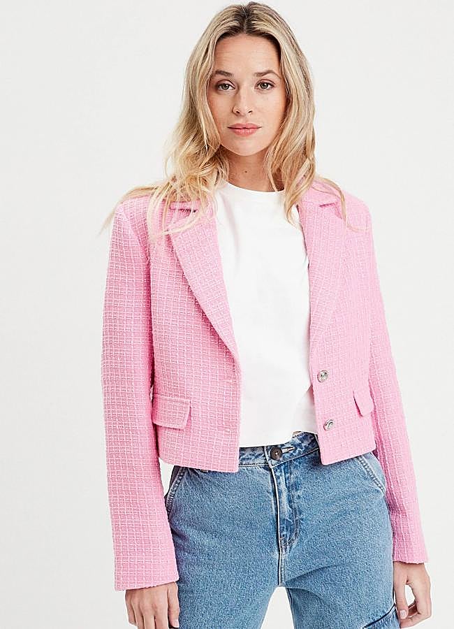 Imagen - Chaqueta de tweed crop rosa