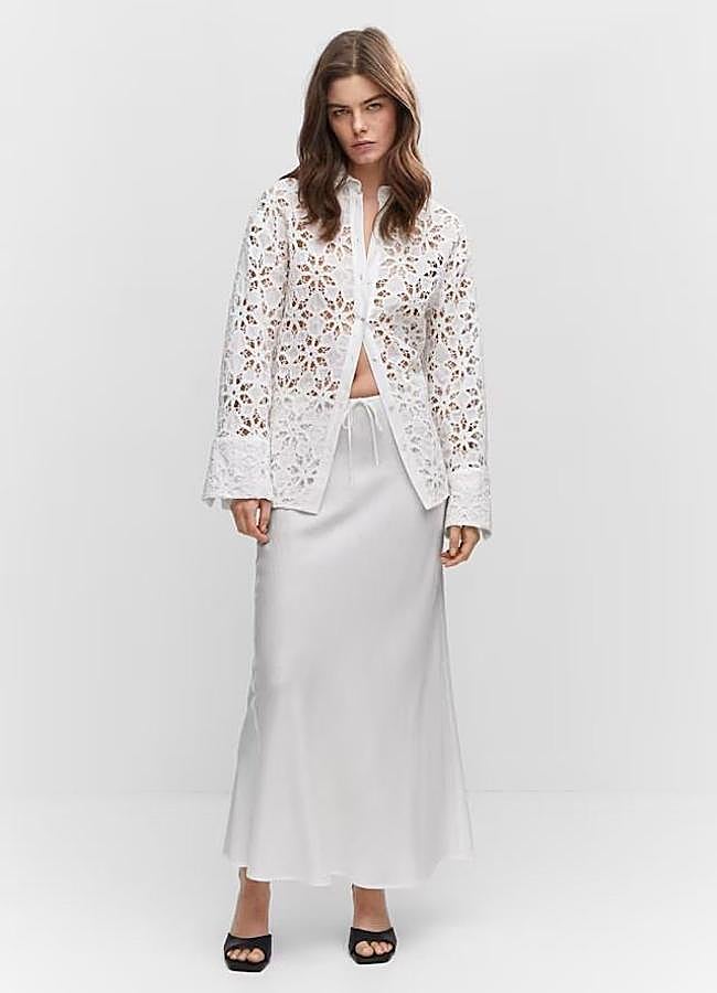 Imagen - Falda larga blanca de lino