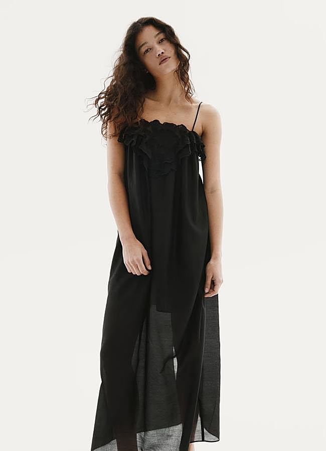 Imagen - Vestido largo bordado color negro