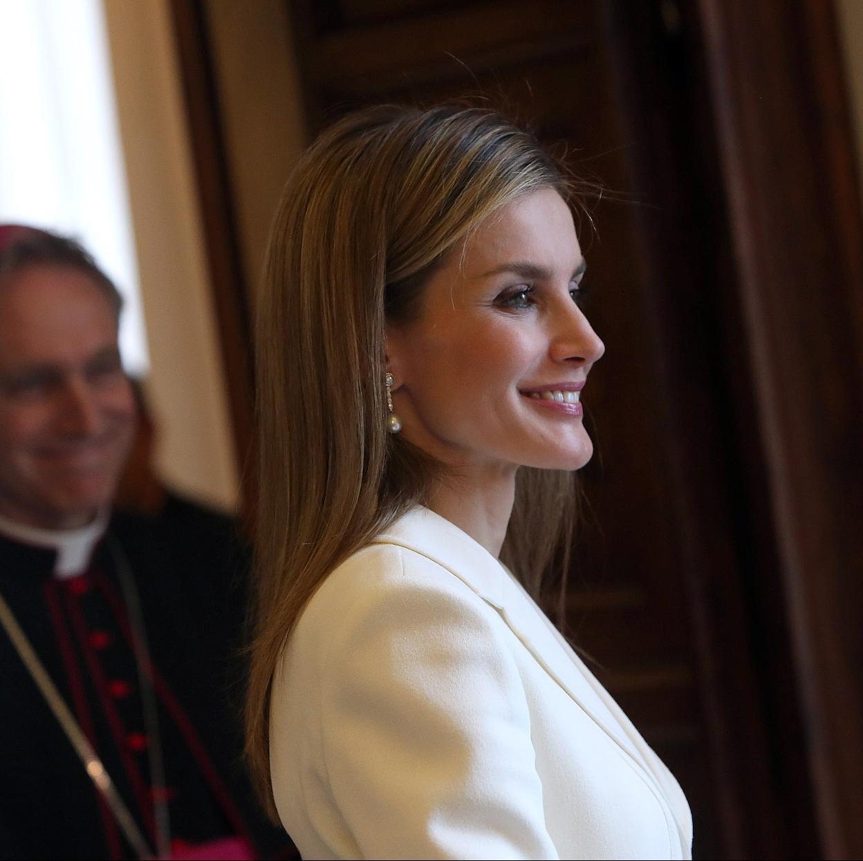 La reina Letizia en su última visita al Vaticano en 2014 cuando ya era reina consorte. 