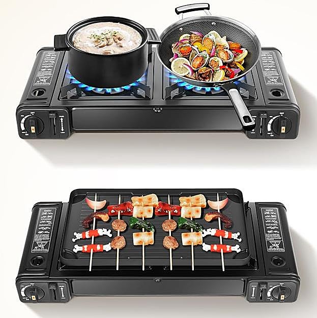 Hornillo de gas con plancha accesoria de la marca WINZING, 68 euros en Amazon.