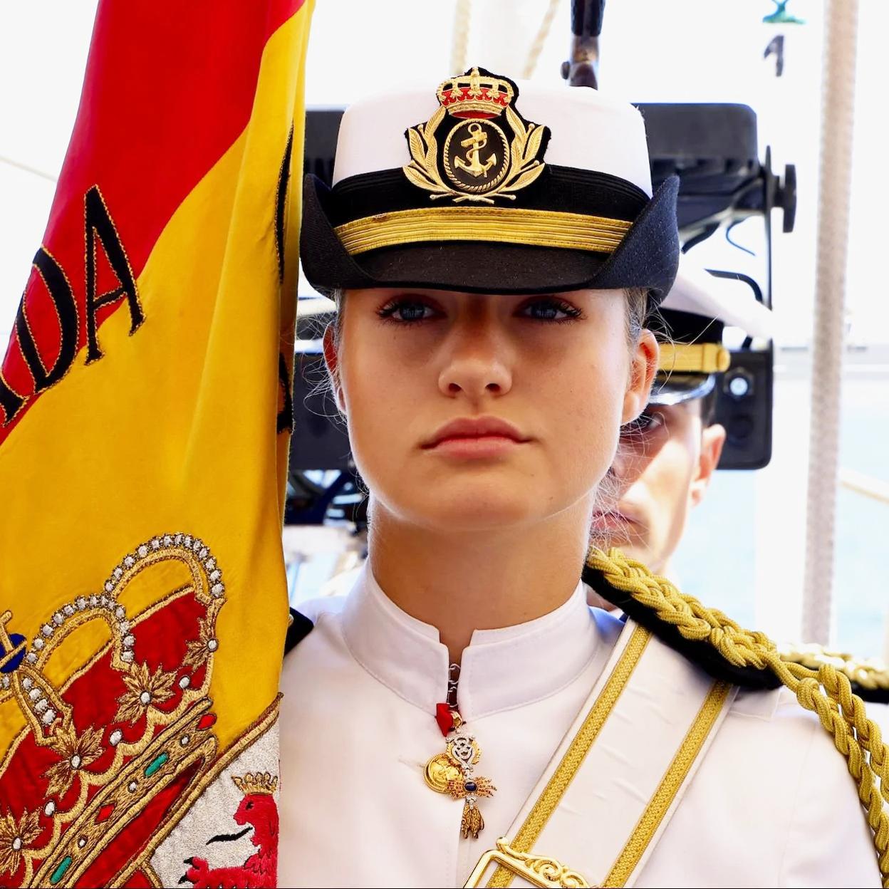 La princesa Leonor a bordo del Juan Sebastián Elcano. 