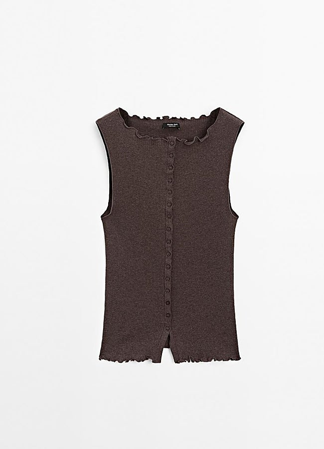 Imagen - Top chaleco marrón de Massimo Dutti.