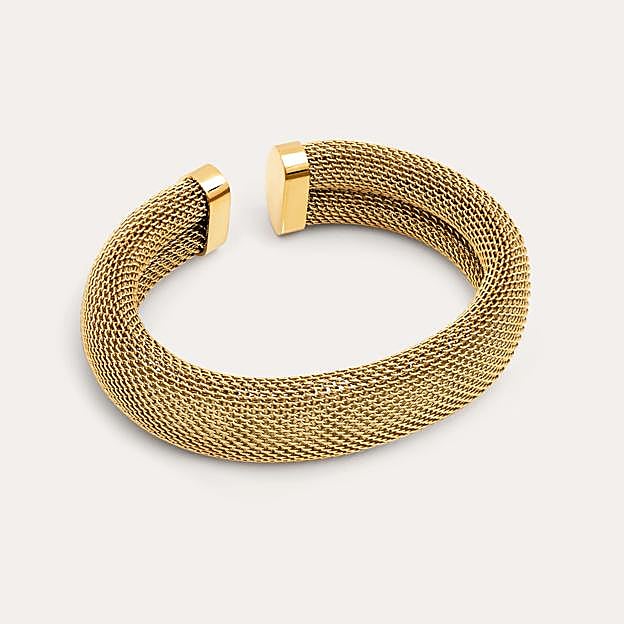Brazalete malla acero baño oro (25,99€)