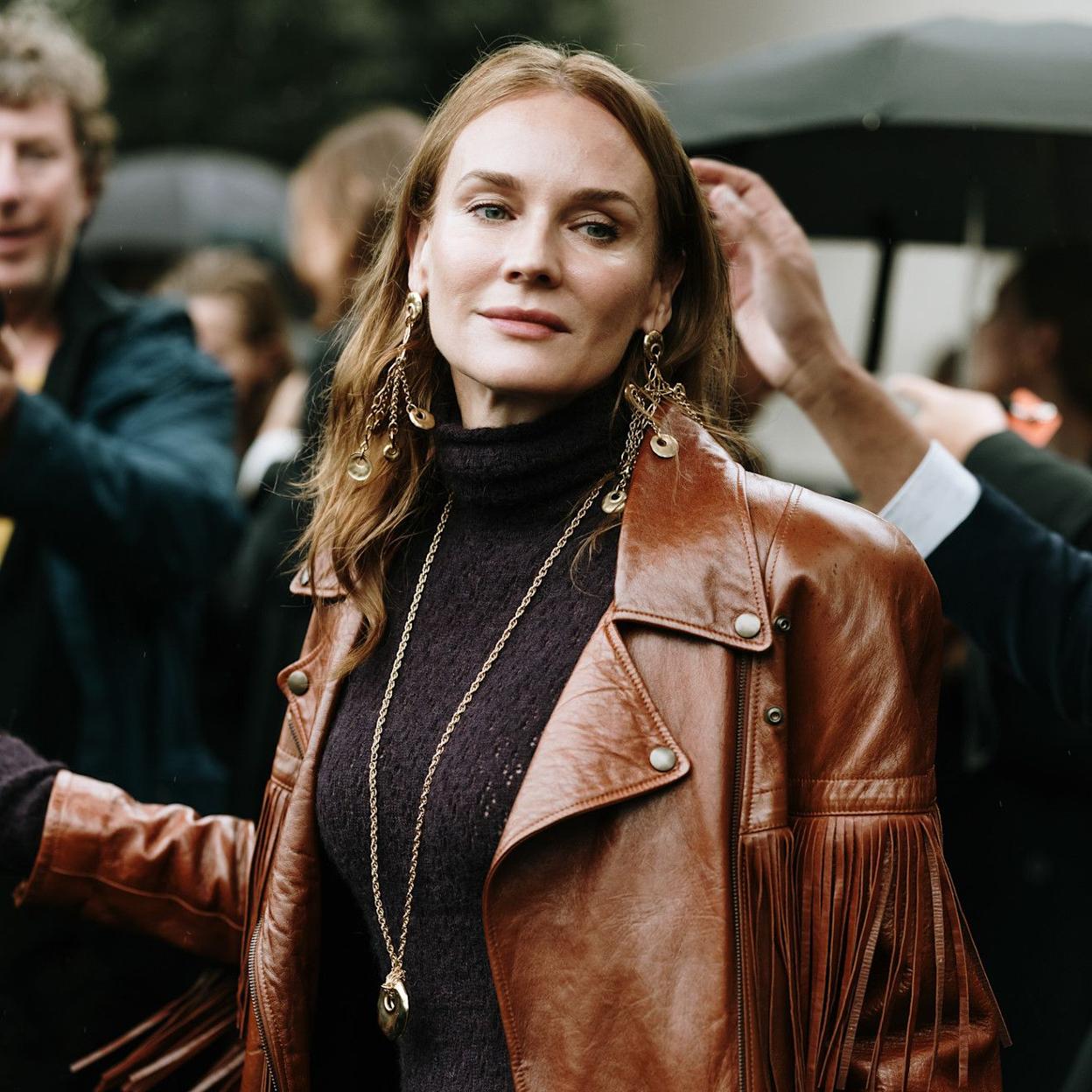 Diane Kruger con chaqueta de cuero