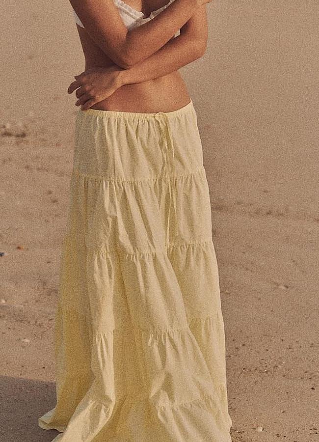 Imagen - Falda larga con paneles amarillo mantequilla