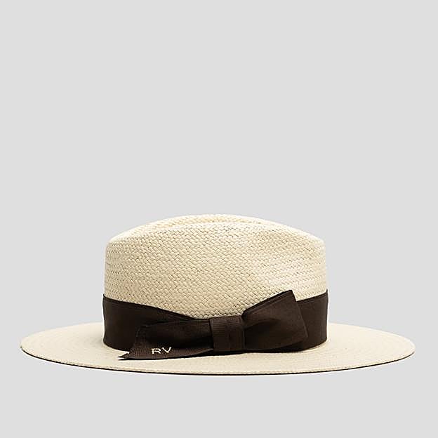 Sombrero ala corta beige cinta marrón (69€)