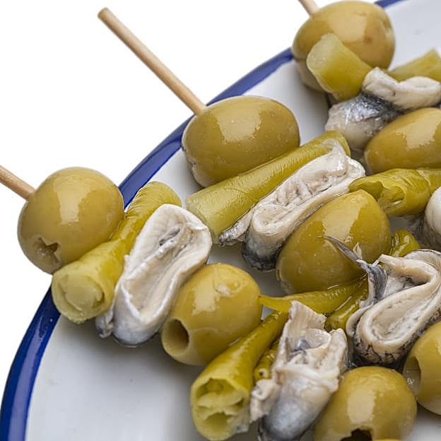 Las gildas con boquerón de Doble y Gilda, una de las elaboraciones más cotizadas de este local madrileño. 