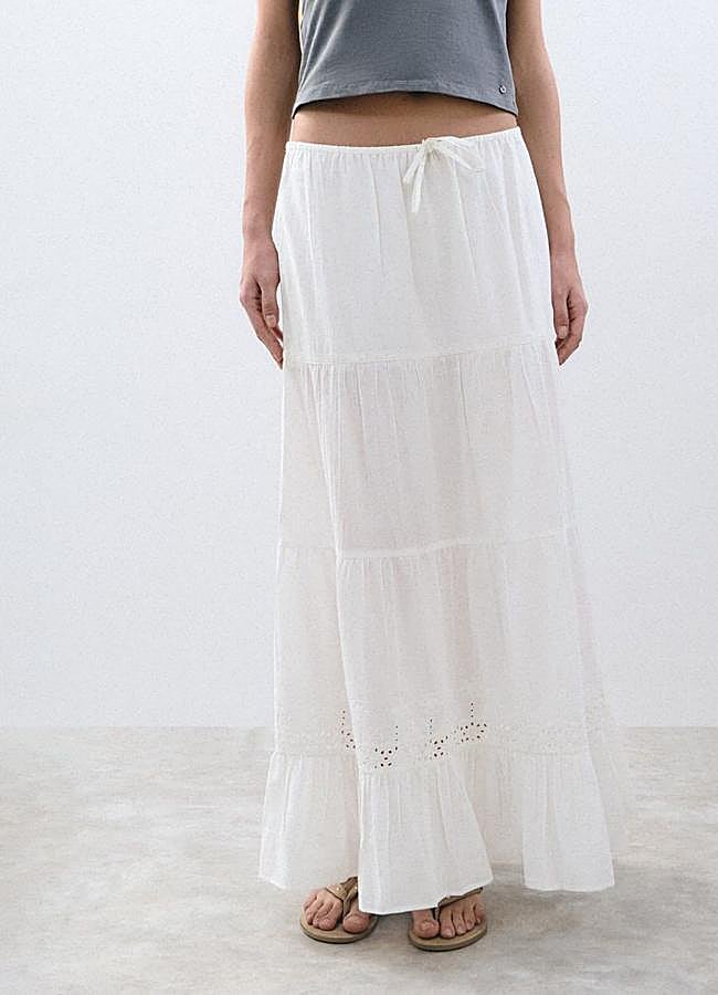 Imagen - Falda blanca larga con paneles