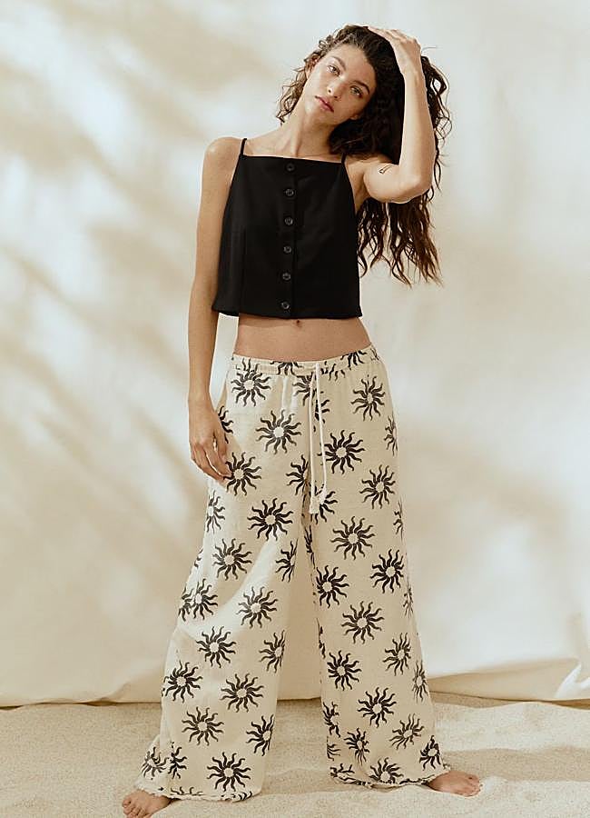 Imagen - Pantalones fluidos estampados en lino