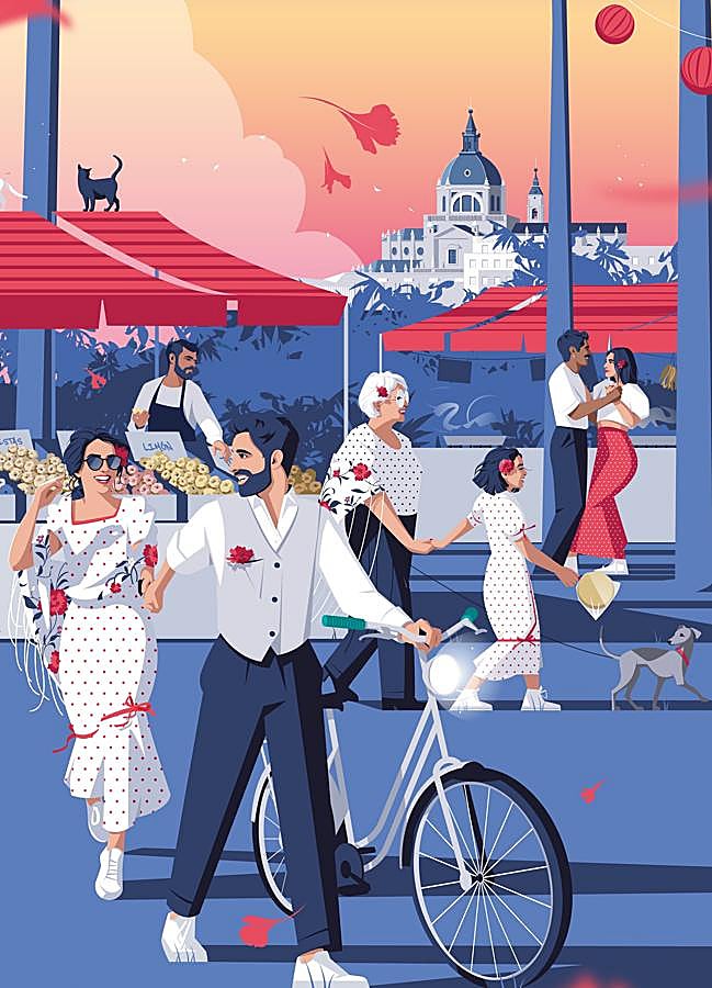 Imagen - Uno de los carteles de San Isidro 2025 en Madrid, con el clavel como protagonista. Foto: Ayuntamiento de Madrid.