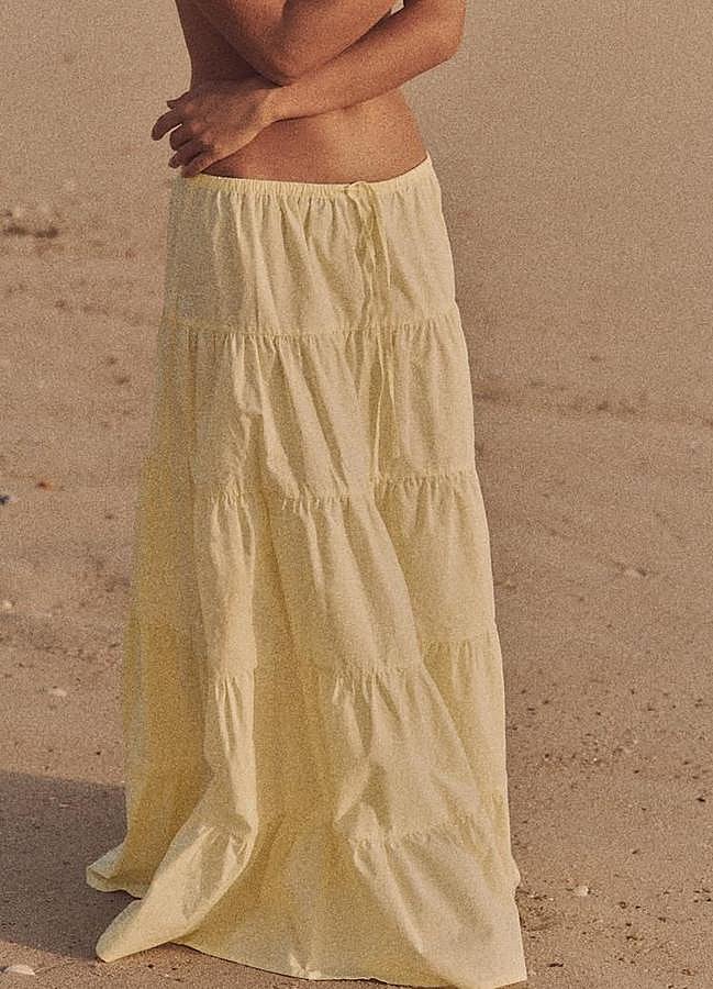 Imagen - Maxi falda amplia en amarillo mantequilla