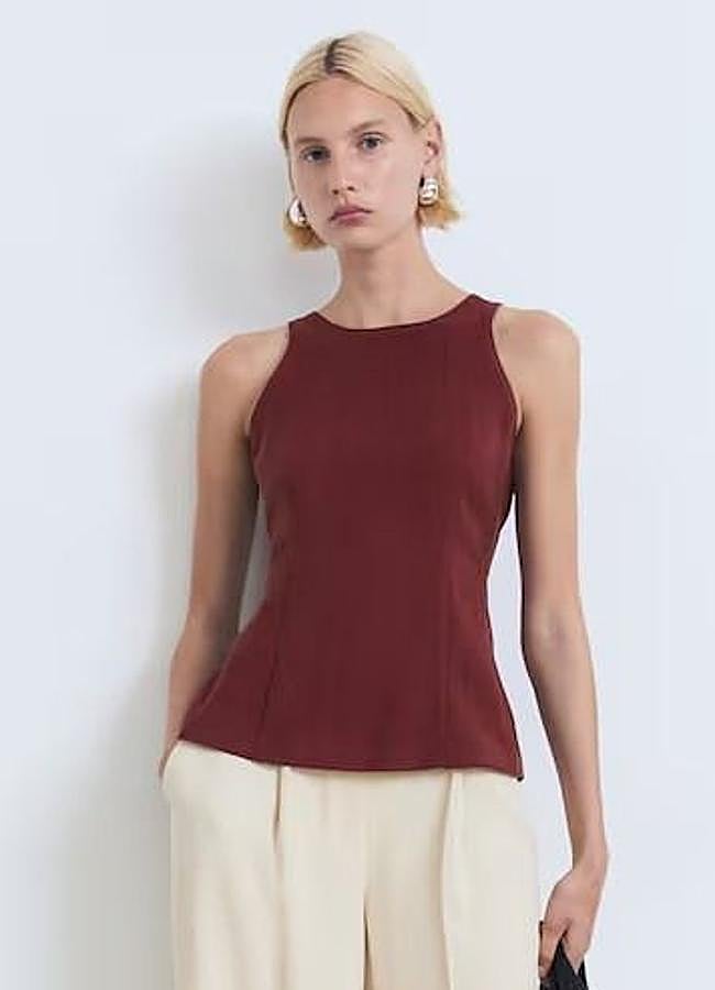 Imagen - Top entallado halter burdeos