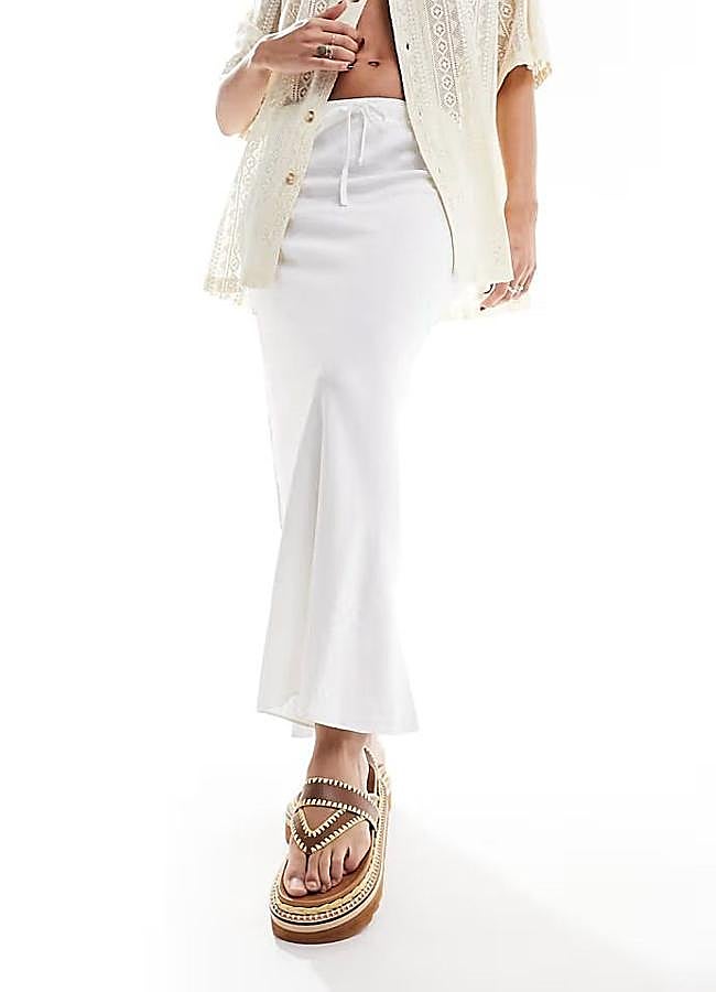 Imagen - Falda recta de lino blanca