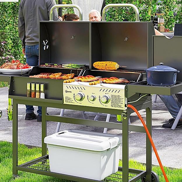 Barbacoa de carbón y gas (2+1) de Amazon.