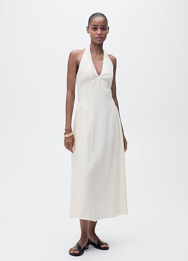 Imagen - Vestido halter de lino blanco
