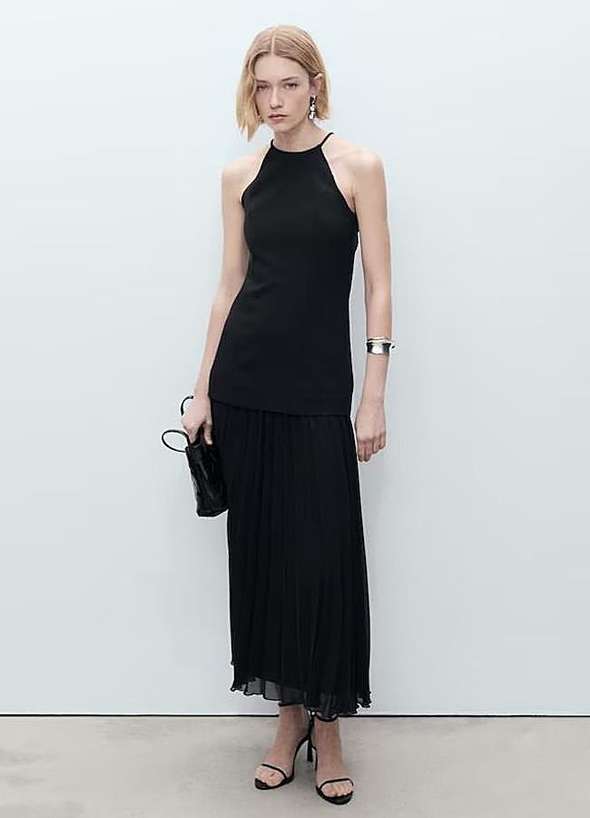 Imagen - Vestido halter plisado color negro