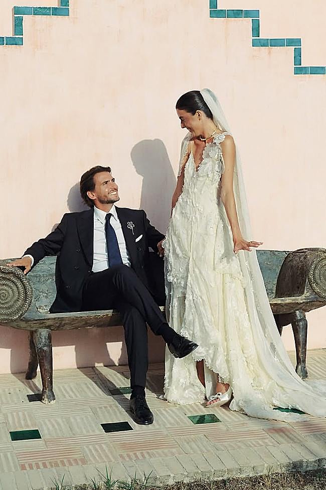 Vic Montanari y su marido, Miguel Segade Correia, en una imagen de su boda