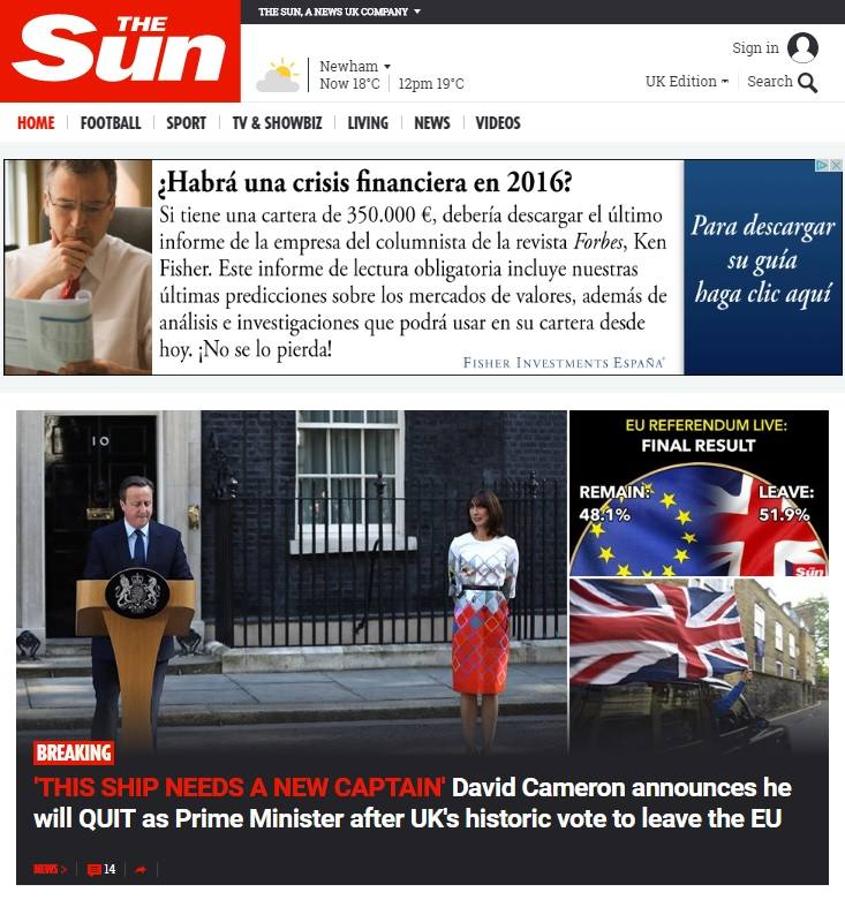 Así ve la prensa británica la salida de Reino Unido de la UE