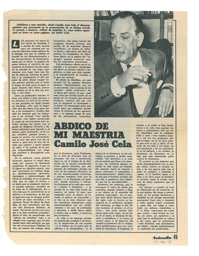 Artículo de prensa, 29 de diciembre de 1973.