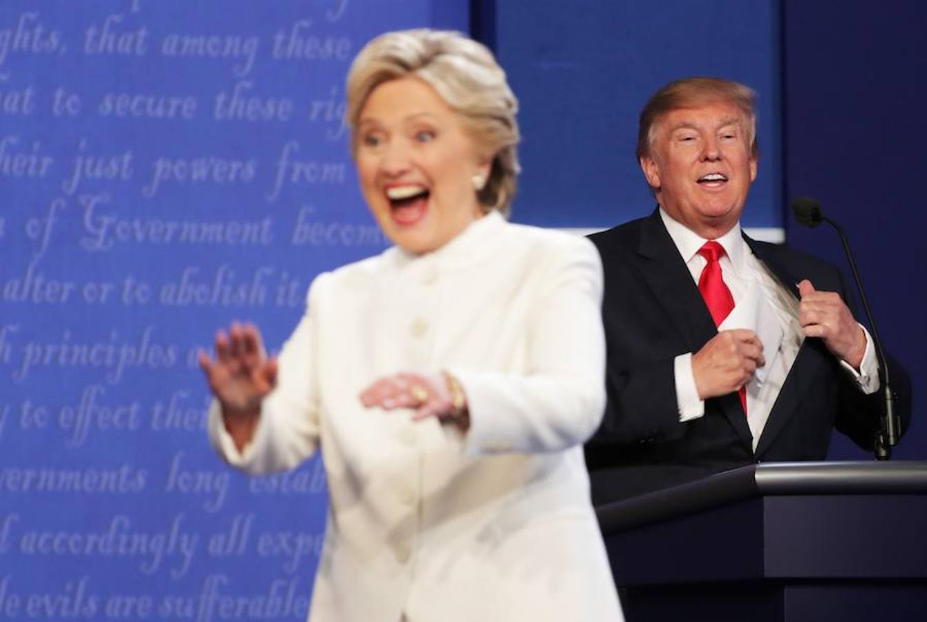 Clinton y Trump, antes del debate.