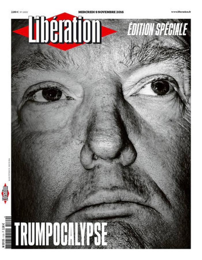 Liberation (Francia). El diario galo hace un juego de palabras en su titular. «Trump-apocalipsis»