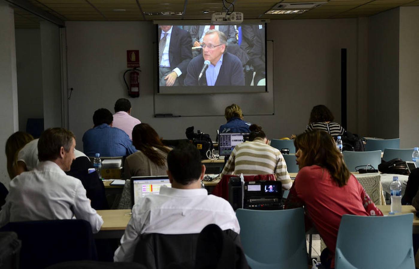 Sala de prensa habilitada para el juicio.