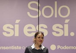 La ministra de Igualdad, Irene Monteor, en un acto de Podemos este domingo.