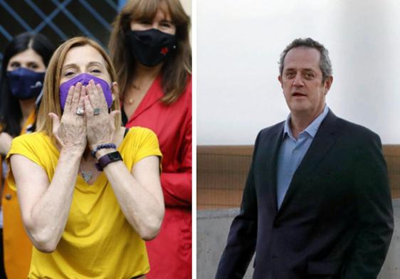 Carme Forcadell y Joaquim Forn a su salida de prisión después de que el Tribunal Supremo ordenase la excarcelación de los presos independentistas