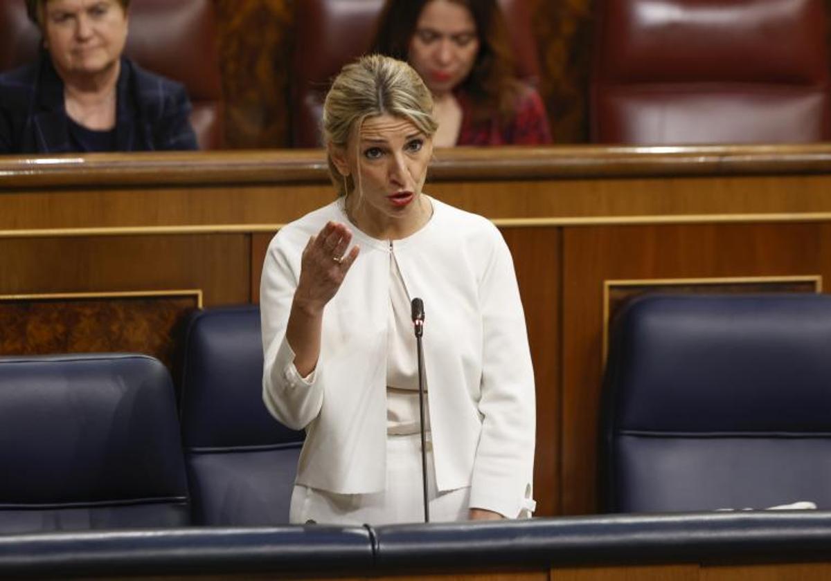 La ministra de Trabajo, Yolanda Díaz, en el Congreso.