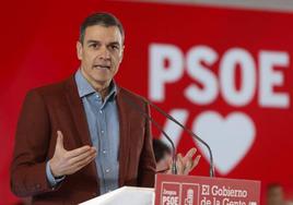 Pedro Sánchez durante su intervención este sábado en un mitin en Zaragoza.