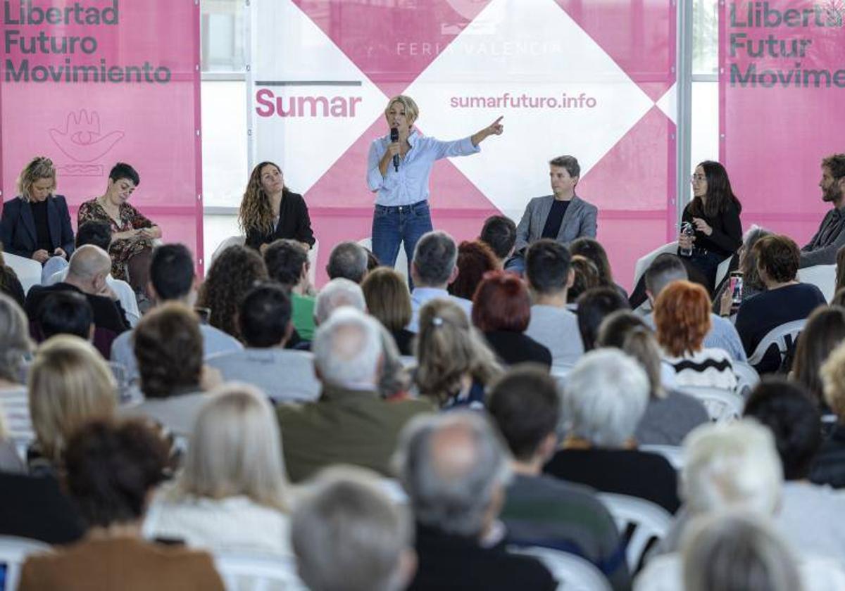 Yolanda Díaz en acto Público de la Plataforma Sumar en Valencia.