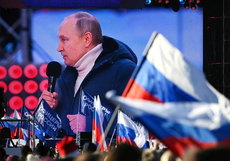 Putin, durante la conmemoración del octavo aniversario de la anexión de Crimea.