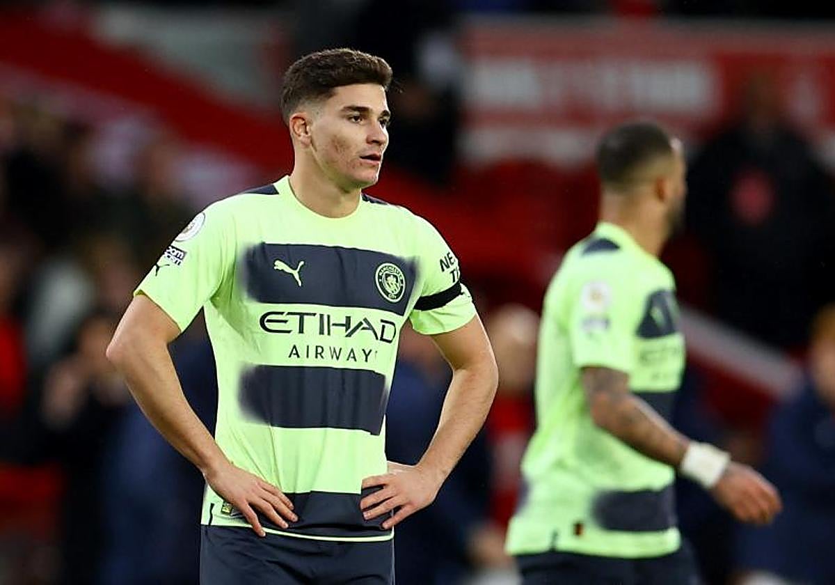 Julián Álvarez, durante un partido con el Manchester City.