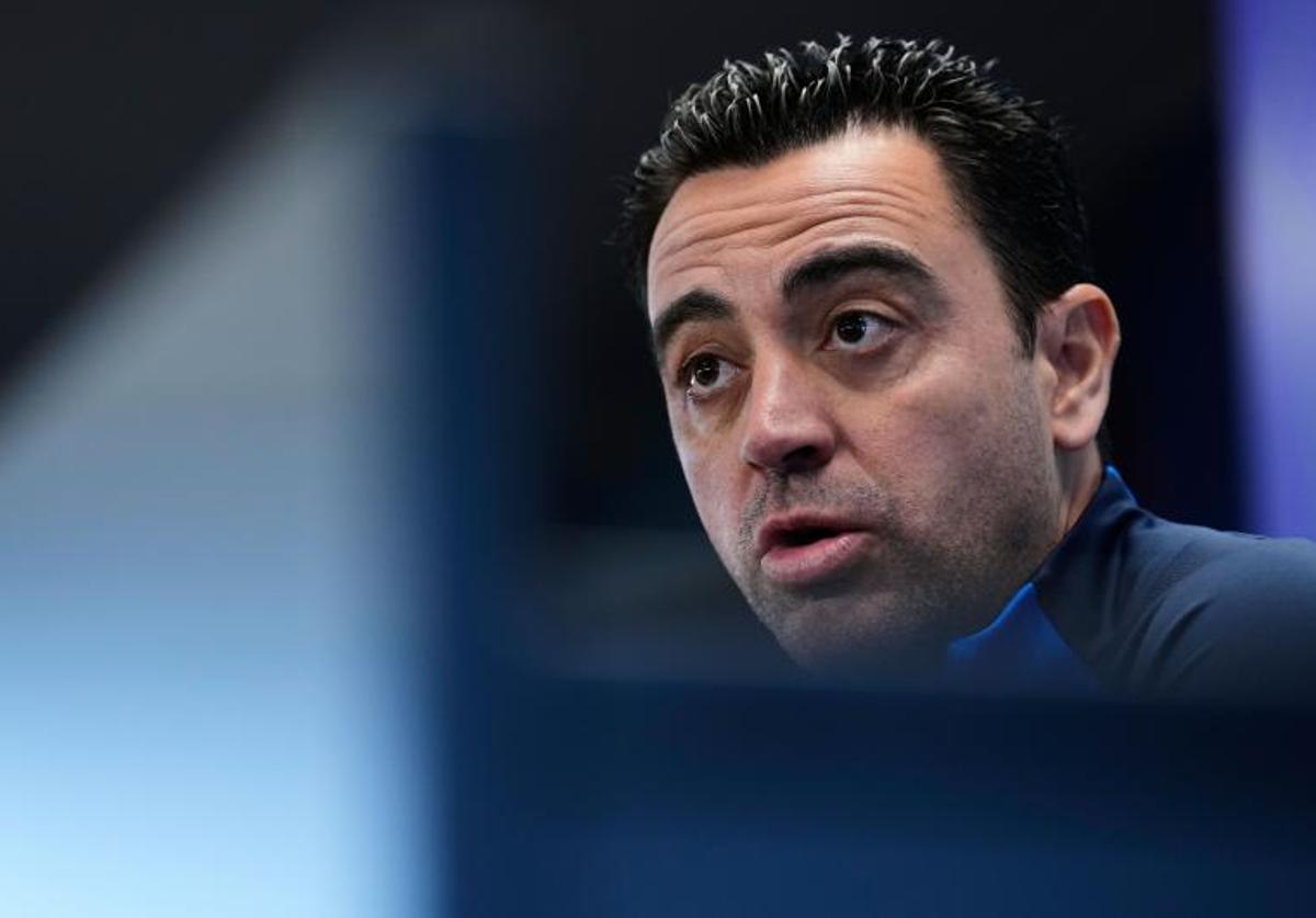 Xavi, durante su rueda de prensa previa al Barça-Valencia.