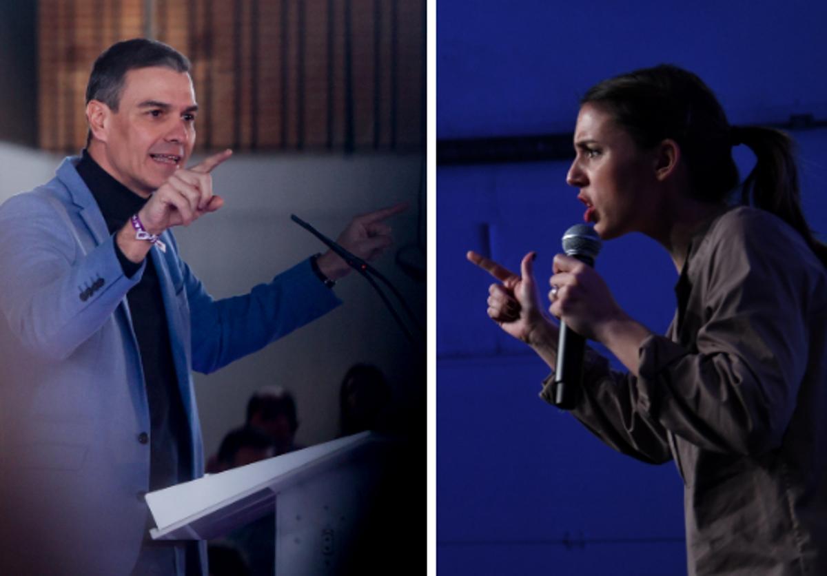 Pedro Sánchez e Irene Montero.